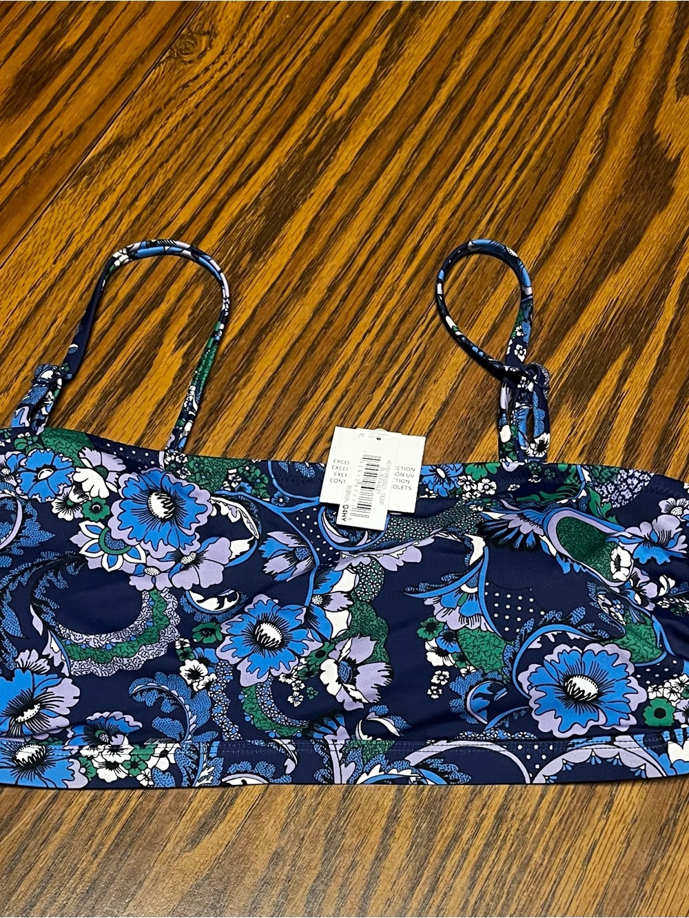 Amazon Essentials Navy Blue Floral Paisley Swim Top Size XL NWT